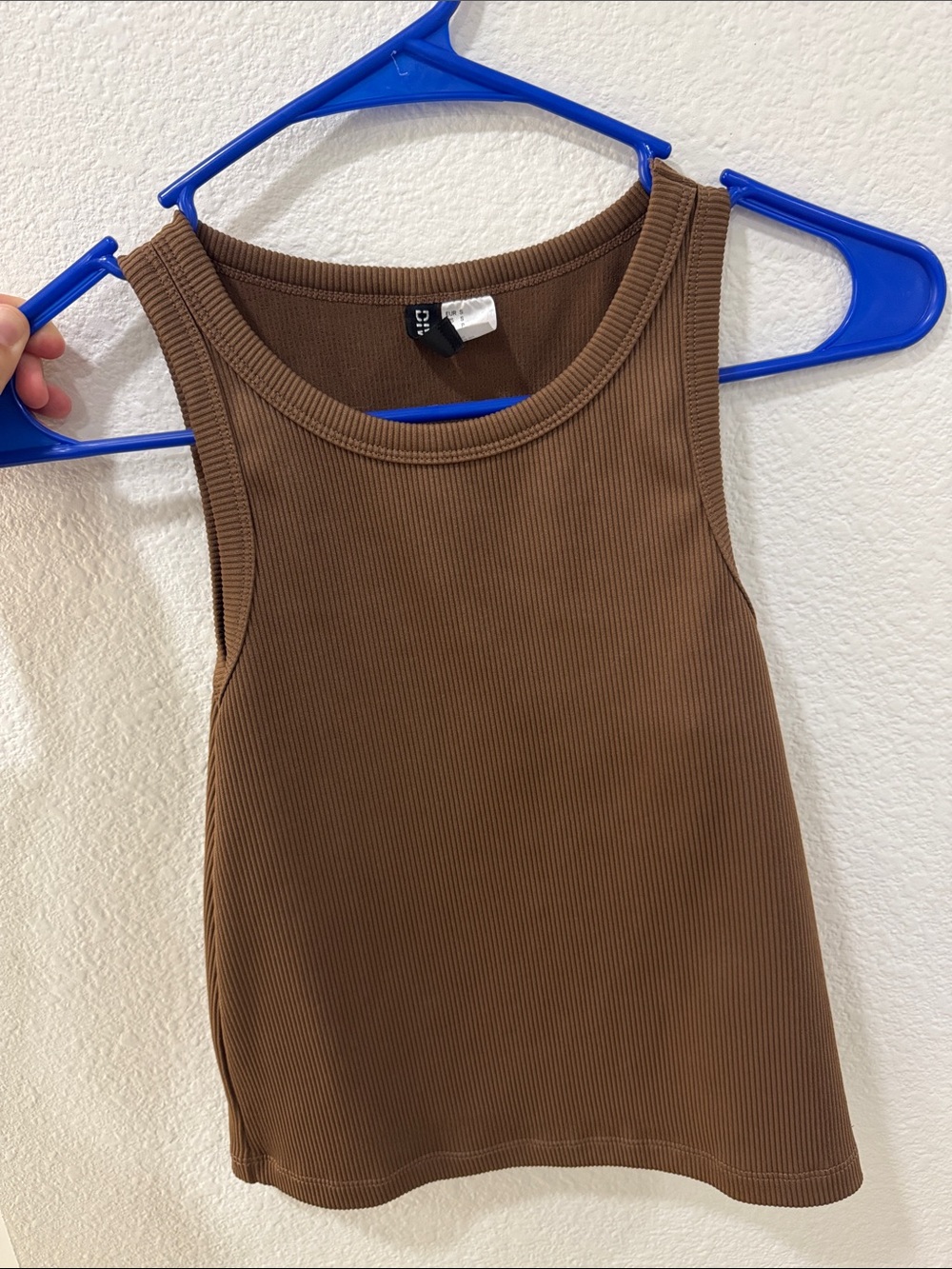 Divided Chestnut Ribbed Tank Top